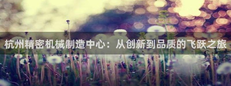 彩神是怎样一个平台赚钱的：杭州精密机械制造中心：从创新到品质的飞跃之旅